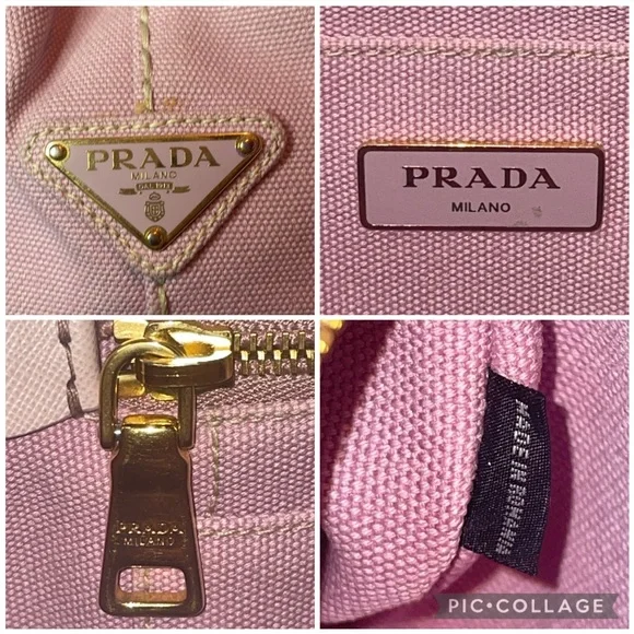 Prada Canapa RARE Light Pink Small Canvas Tote Shoulder Crossbody Bag w/ Strap